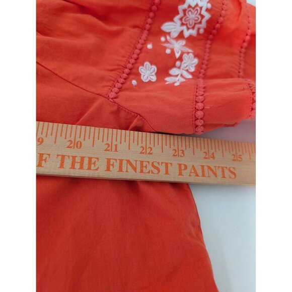Crown & Ivy Embroidered Floral Shirt Womens Size XXL Orange Off Shoulder Boho - Picture 8 of 9